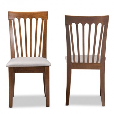 Baxton Studio Minette Grey Walnut Dining Chair - Set of 2 Hover