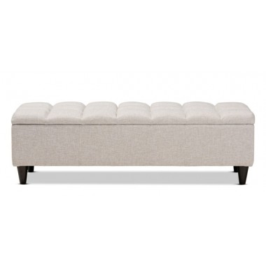 Baxton Studio Brette Beige Fabric Upholstered Storage Bench Ottoman