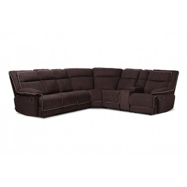 Baxton Studio Sabella Chocolate Brown Fabric 7pc Reclining Sectional Sofa
