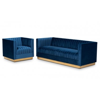 Baxton Studio Aveline Velvet Upholstered 2pc Living Room Set Hover