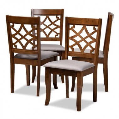 Baxton Studio Mael Grey Walnut 4-Piece Dining Chair Set