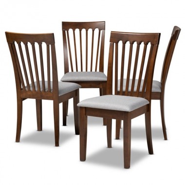 Baxton Studio Minette Grey Walnut Wood Dining Chairs - Set of 4