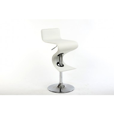 King Adjustable Height White Bar Stool - White
