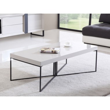 B-Modern Mixer Coffee Table with Black Steel Legs in White Lacquer, Cream Lacquer or Light Walnut Veneer