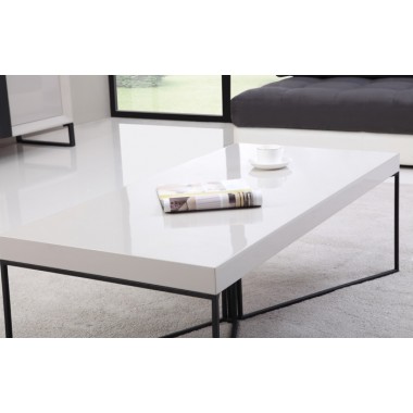B-Modern Mixer Coffee Table with Black Steel Legs in White Lacquer, Cream Lacquer or Light Walnut Veneer Hover