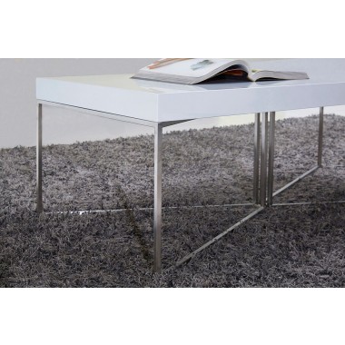 White Mixer Coffee Table -Stainless Steel Legs