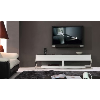 Agent TV Stand - Black Glass Top Front