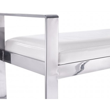 Whiteline Modern Living Sorrento Bench White Faux Leather Stainless Steel Base Hover
