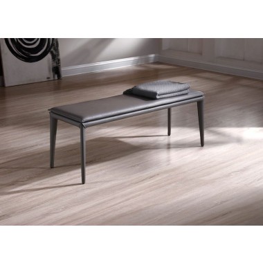 Whiteline Modern Living Jared Bench Dark Grey Faux Leather With Steel Legs