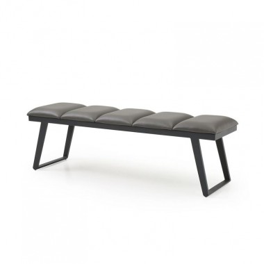 Whiteline Modern Living Ethan Bench Dark/Light Grey Faux Leather With Steel Sanded Black Coated Base Hover