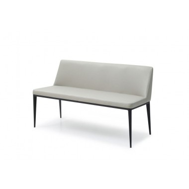 Whiteline Modern Living Carrie Bench Light Grey Faux Leather With Steel Sanded Black Coated Base Frame Hover