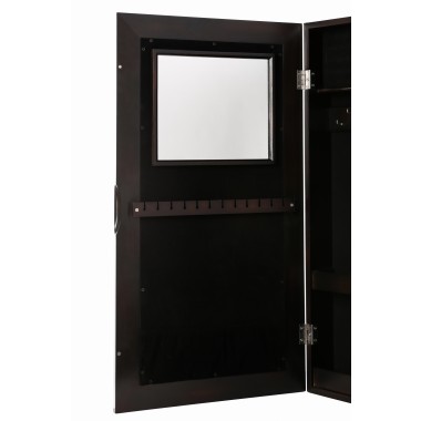 W Unlimited Modern Wall-Hanged Mirror Jewelry Cabinet Storage Armoire Espresso Hover