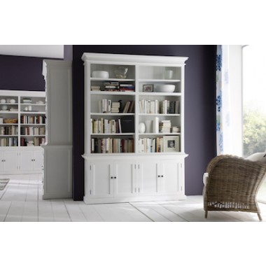 Nova Solo HALIFAX Twin Tower Hutch Bookcase w/ 10 open shelves & 2 double doors - LIfestyle
