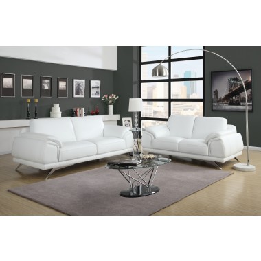 Diamond Sofa Casablanca Top Grain Leather Sofa & Loveseat 2PC Set - WHITE