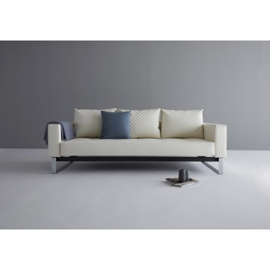 Cassius Quilt Deluxe Sofa With Chrome Legs And White Leather Look Fabric