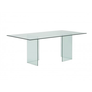 Casabianca MIAMI Collection Clear Glass Dining Table - Angled