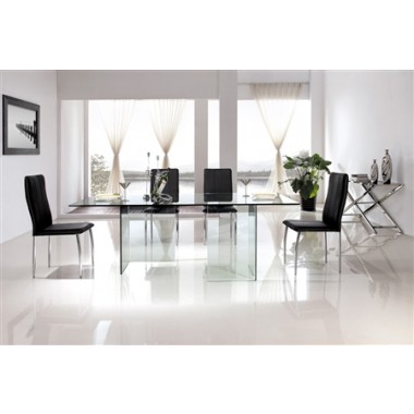 Casabianca MIAMI Collection Clear Glass  Dining Table Hover
