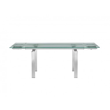 Casabianca FROSTY Extendable Chrome / Clear & Frosted Glass Dining Table Hover