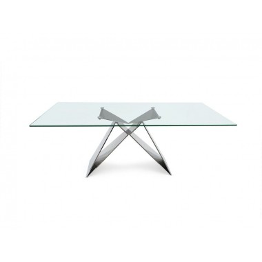 Casabianca EIFFEL Clear Temp. Glass / Polished Stainless Steel Dining Table Hover