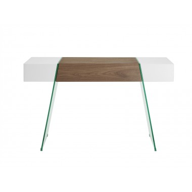 Casabianca IL VETRO CABANA Console Table - Front - High Gloss White Lacquer And Walnut Veneer