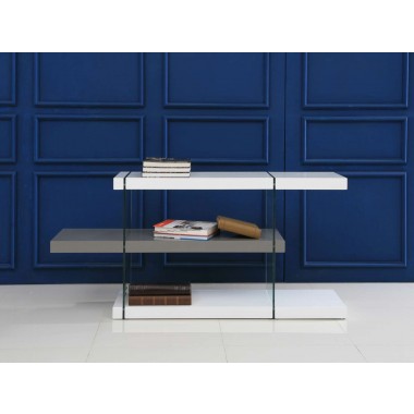 Casabianca IL VETRO Collection High Gloss White / Gray Lacquer Bookcase Hover