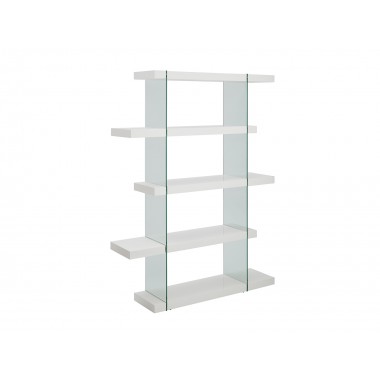 Casabianca IL VETRO Bookcase In High Gloss White Lacquer With Glass Hover