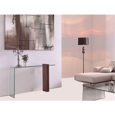 BUONO Collection Walnut Veneer w Glass Console Table