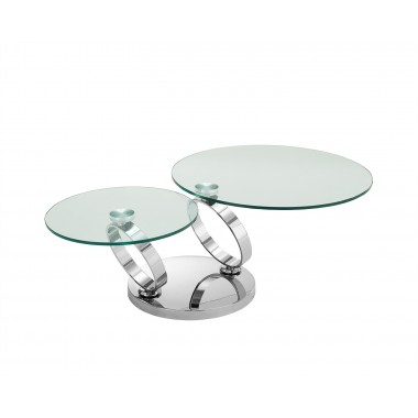 Satellite Coffee Table In High Polished Stainless Steel Base - Semi-angled