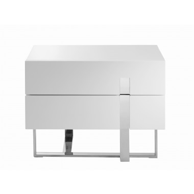 Casabianca Collins White Lacquer Nightstand / End Table Hover