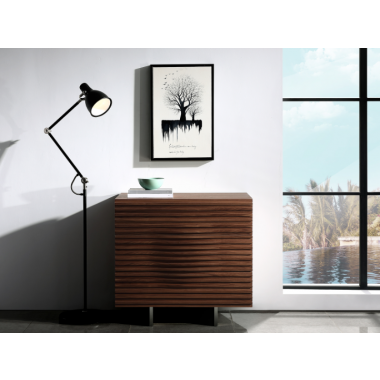 Casabianca MOON Walnut Veneer With Stainless Steel Tall Dresser/ Nightstand - Lifestyle 