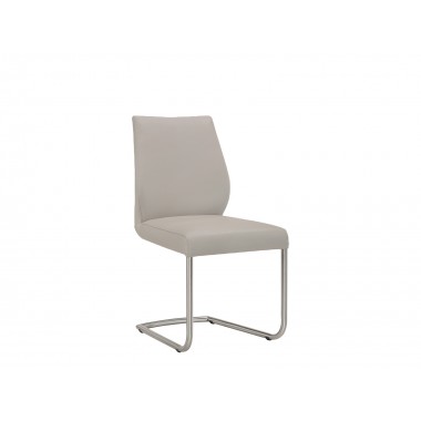 Casabianca GEO Dining Chair In Light Grey With Brushed Stainless Steel Legs - Single