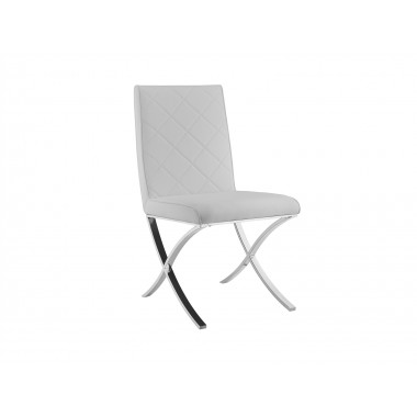 Casabianca LOFT Dining Chair In White Pu-leather With Stainless Steel Base - Single
