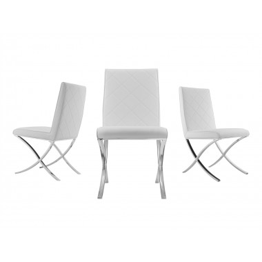 Casabianca LOFT Dining Chair In Black/Dark Gray/White Pu-leather With Stainless Steel Base Hover