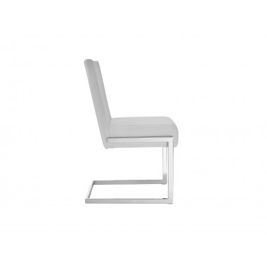 Casabianca FONTANA Dining Chair In Dark Gray/White Pu-leather With Stainless Steel Base Hover