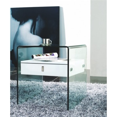  Casabianca Bari Nightstand / End Table - Angled View Whte