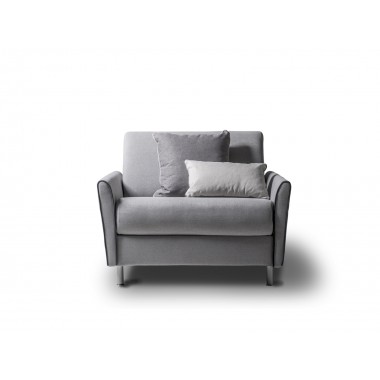 Casabianca HABITAT Twin Size Sofa Bed In Light Gray Linen With Gray Feet - Front View