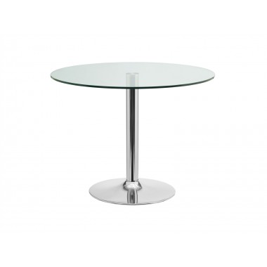 Casabianca FORTE Dining Table In Clear Glass With Polished Stainless Steel Base - Front
