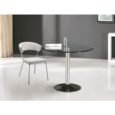 Casabianca FORTE Dining Table In Clear Glass With Polished Stainless Steel Base Hover