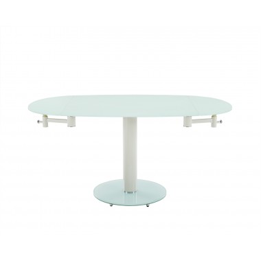 Thao Dining Table In White Tempered Glass - Front
