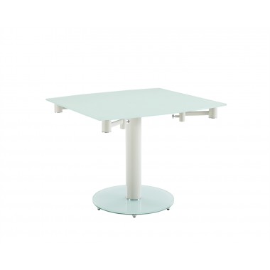 Casabianca THAO Dining Table In Clear/Gray/White Glass With Polished Stainless Steel Base Hover