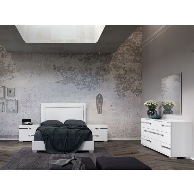 Casabianca WAVE Chest In High Gloss White Melamine With Chrome Trim Hover