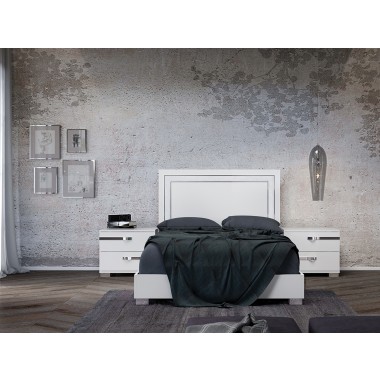 Casabianca WAVE Nightstand In High Gloss White Melamine With Chrome Trim Hover