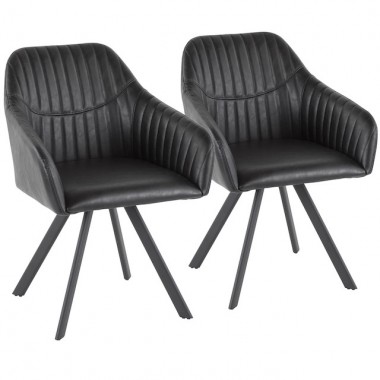 LumiSource Clubhouse Pleated Chair - Set of 2 - BLACK