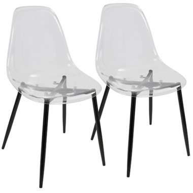LumiSource Clara Dining Chair - Set of 2 - BLACK LEGS