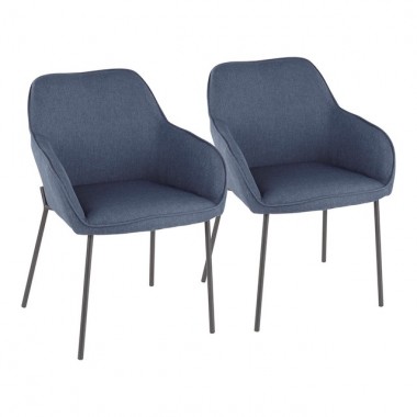 LumiSource Daniella Dining Chair - Set of 2 - BLUE 