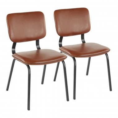 LumiSource Foundry Chair - Set of 2 - COGNAC 