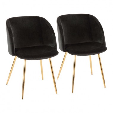 LumiSource Fran Chair - Set of 2 - BLACK 