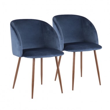 LumiSource Fran Dining Chair - Set of 2 - BLUE 