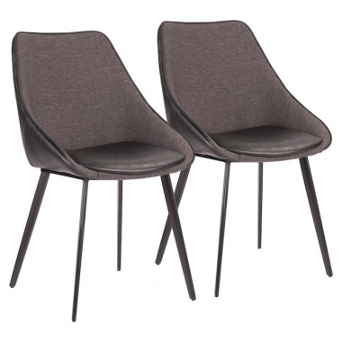 LumiSource Marche Two-Tone Chair - Set of 2 - Black in Grey Fabric