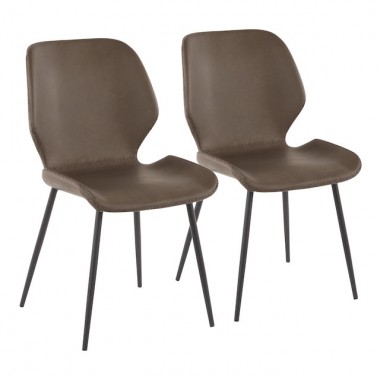 LumiSource Industrial Serena Chair - Set of 2 - BROWN 